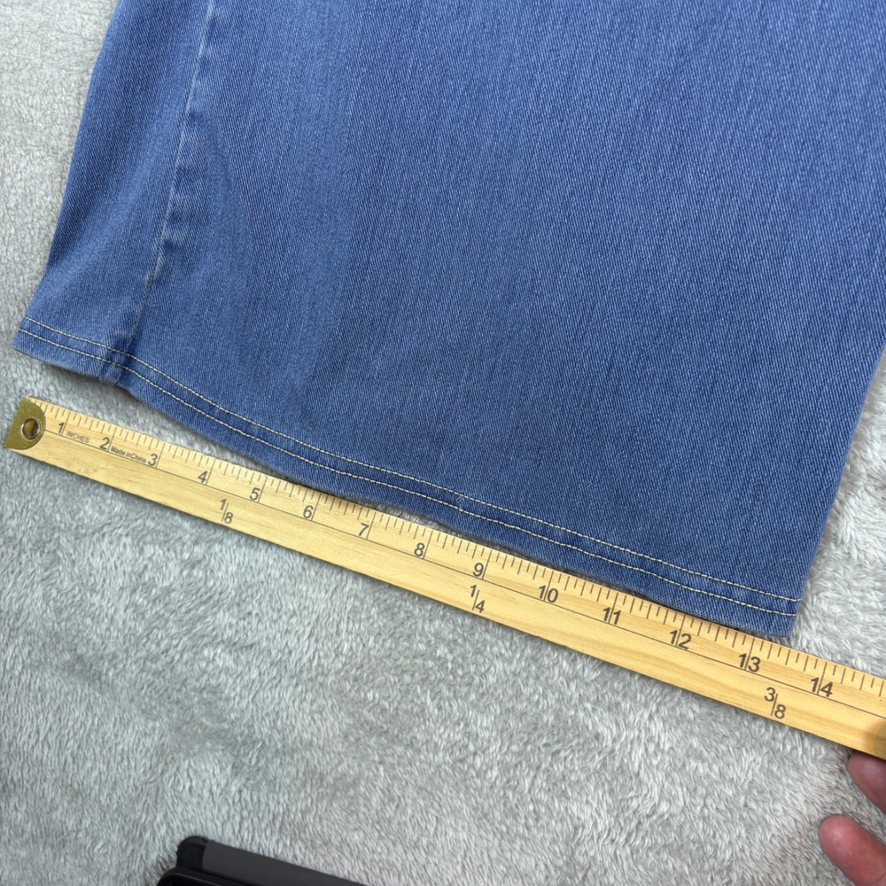Halara Jeans Women XL (Fits 34x30) Wide Leg Faded Blue Stretch Whiskered - Picture 6 of 9